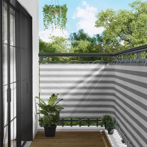 Zaštita od pogleda za balkon 120 x 600 cm Oxford tkanina Pravokutni - Svijetlosiva i bijela 120 x 600 cm Cijena