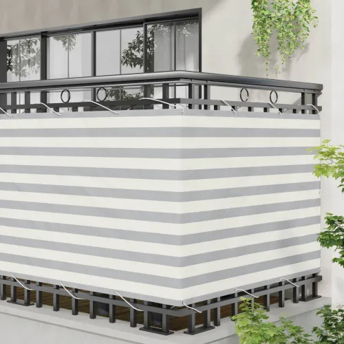 Zaštita od pogleda za balkon Pravokutni 120 x 1000 cm Oxford tkanina - Svijetlosiva i bijela 120 x 1000 cm Cijena