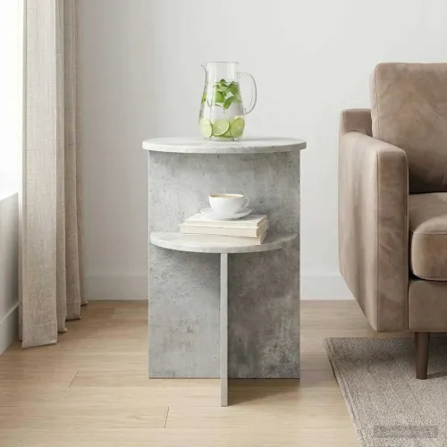 Bocni stol Betonska siva Ø 39,5 x 55 cm Konstruirano drvo - Betonska siva Cijena
