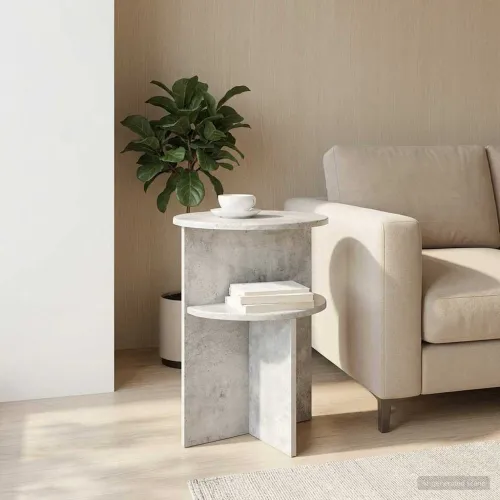 Bocni stol Betonska siva Ø 39,5 x 55 cm Konstruirano drvo - Betonska siva Cijena