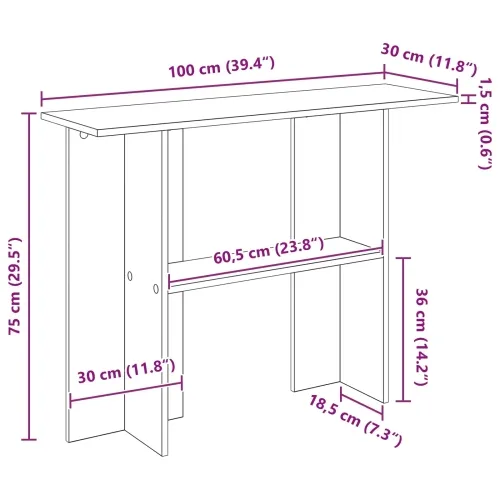 Konzolna stolica Bijela 100 x 30 x 75 cm Konstruirano drvo - Bijela Cijena