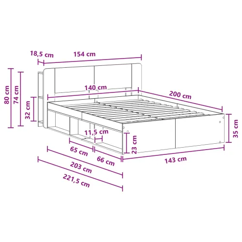Okvir kreveta s pohranom Betonska siva 140 x 200 cm - Betonska siva 140 x 200 cm bez središnje police Cijena