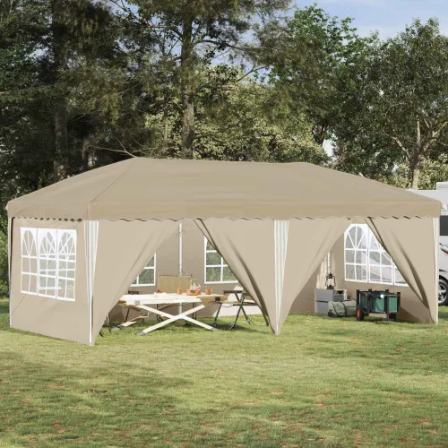 Rastezljivi šator za svadbe - šator za zabave 575 x 288 x 245 cm Krem - Krem with 6 sidewalls Cijena