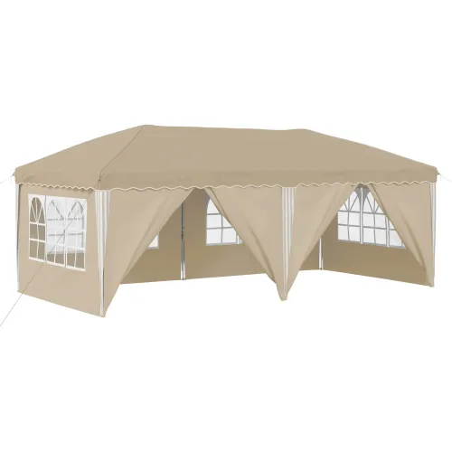 Rastezljivi šator za svadbe - šator za zabave 575 x 288 x 245 cm Krem - Krem with 6 sidewalls Cijena
