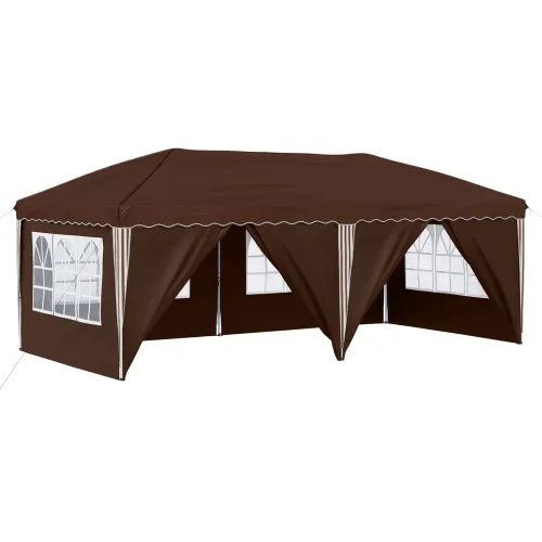 Rastezljivi šator za svadbe - šator za zabave 575 x 288 x 245 cm Smeđa - Smeđa with 6 sidewalls Cijena