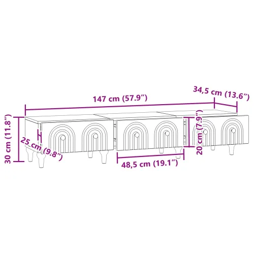 TV ormar Staro drvo 147 x 34,5 x 30 cm Konstruirano drvo - Staro drvo Cijena