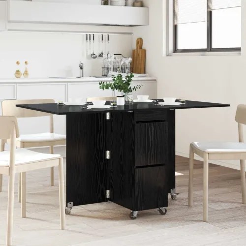 Blagovaonski stol 140 x 80 x 77 cm Konstruirano drvo Crni hrast - Crni hrast Cijena