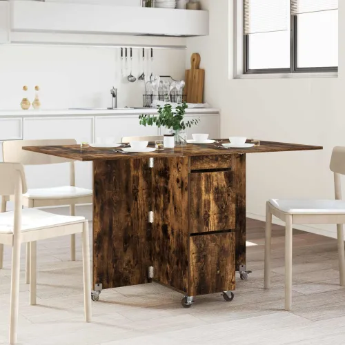 Blagovaonski stol 140 x 80 x 77 cm Konstruirano drvo Pravokutni - Dimljeni hrast Cijena