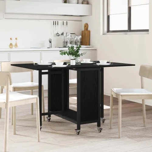 Sklopivi blagovaonski stol s kotačićima 130 x 80 x 76,5 cm - Crni hrast Cijena