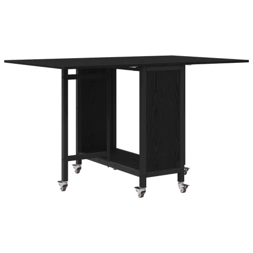 Sklopivi blagovaonski stol s kotačićima 130 x 80 x 76,5 cm - Crni hrast Cijena