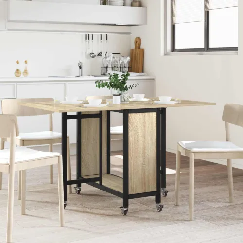 Sklopivi blagovaonski stol s kotačićima 130 x 80 x 76,5 cm - Hrast sonoma Cijena