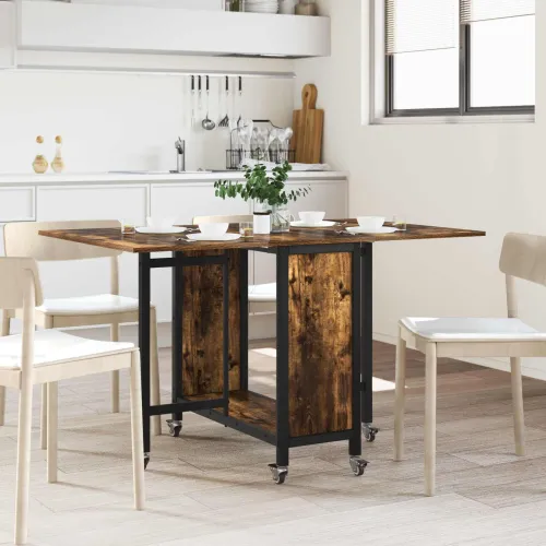Sklopivi blagovaonski stol s kotačićima 130 x 80 x 76,5 cm - Dimljeni hrast Cijena