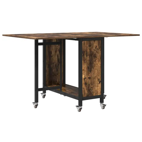 Sklopivi blagovaonski stol s kotačićima 130 x 80 x 76,5 cm - Dimljeni hrast Cijena