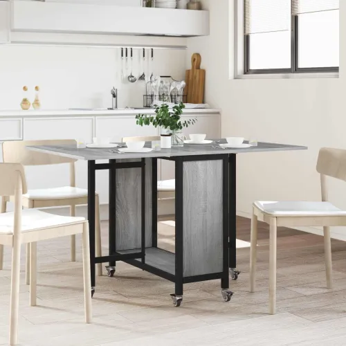 Sklopivi blagovaonski stol s kotačićima 130 x 80 x 76,5 cm - Siva Sonoma Cijena