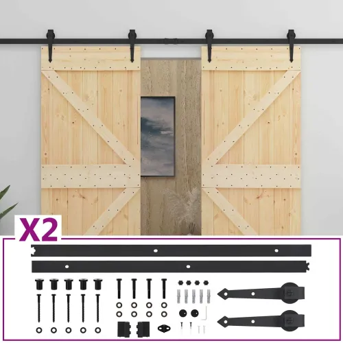 Klizna vrata 2 kom. 100 x 210 cm Masivna borovina - 100 x 210 cm 2 Cijena