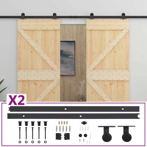 Klizna vrata 2 kom. 100 x 210 cm Masivna borovina - 100 x 210 cm 2 Cijena