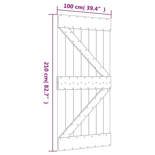 Klizna vrata 100 x 210 cm Masivna borovina Prirodna i bijela Cijena
