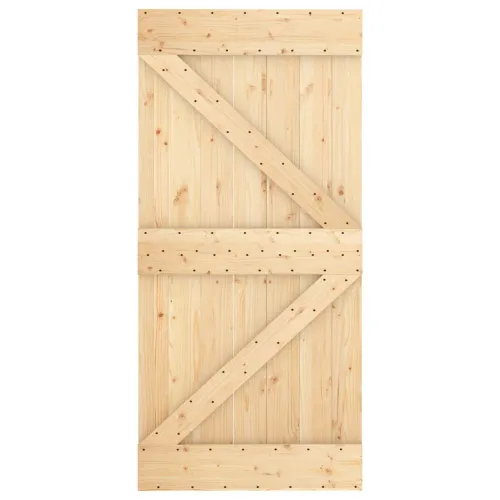 Klizna vrata 100 x 210 cm Masivna borovina Prirodna i bijela Cijena