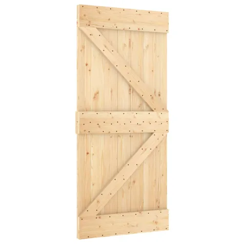 Klizna vrata 100 x 210 cm Masivna borovina Prirodna i bijela Cijena