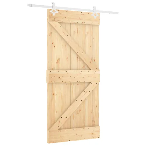 Klizna vrata 100 x 210 cm Masivna borovina Prirodna i bijela Cijena