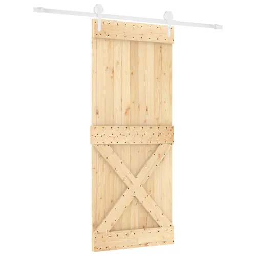 Klizna vrata 100 x 210 cm Masivna borovina Prirodna i bijela Cijena