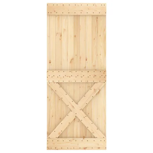 Klizna vrata 100 x 210 cm Masivna borovina Prirodna i bijela Cijena