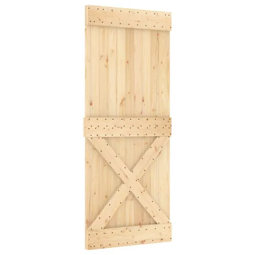 Klizna vrata 100 x 210 cm Masivna borovina Prirodna i bijela Cijena