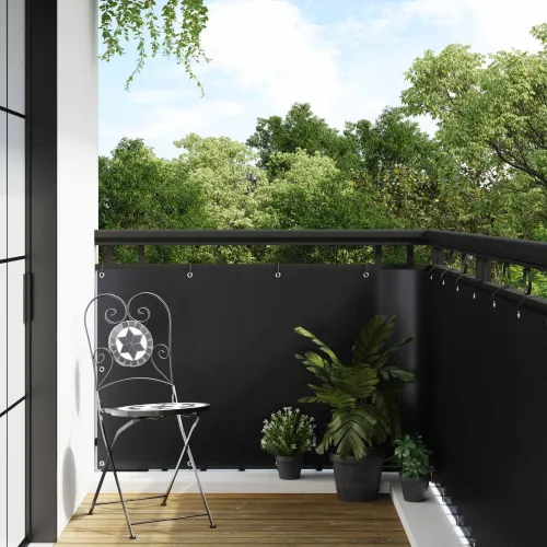 Ekran za balkon s rupama 300 x 80 cm poliratan Crna - Crna 300 x 80 cm Cijena