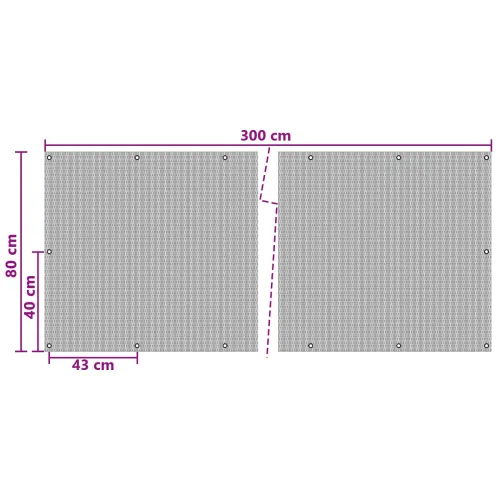 Ekran za balkon s rupama 300 x 80 cm poliratan Crna - Crna 300 x 80 cm Cijena