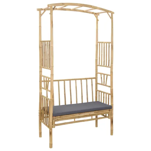 Vrtni luk s klupom Tamnosiva 115 x 50 x 205 cm Bambus - Tamno siva Cijena