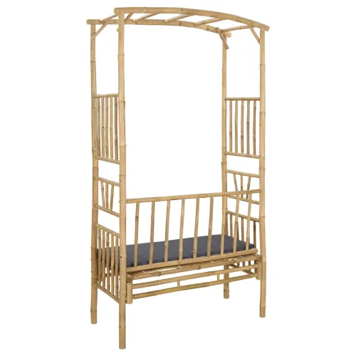 Vrtni luk s klupom Tamnosiva 115 x 50 x 205 cm Bambus - Tamno siva Cijena