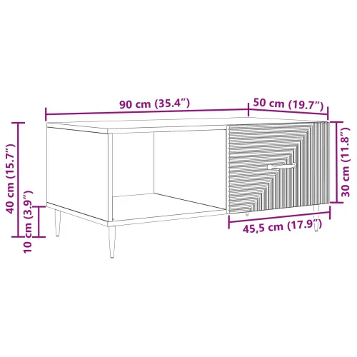 Stolić za kavu Crna 90 x 50 x 40 cm Konstruirano drvo - Crna Cijena