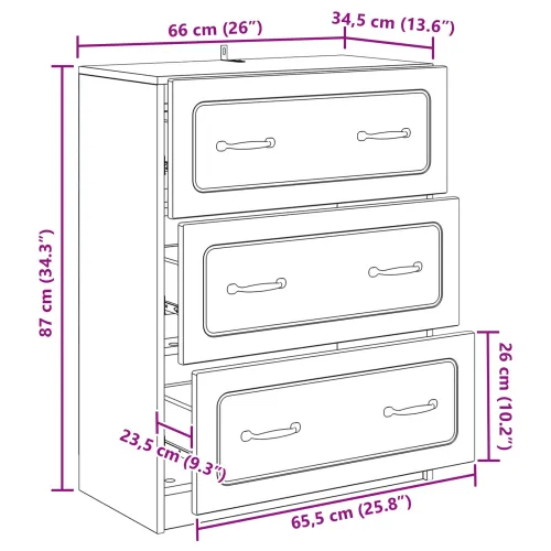 Ormar s ladicama 66 x 34,5 x 87 cm Konstruirano drvo - Betonska siva Cijena