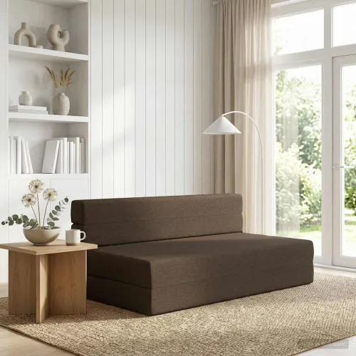 Sofa na razvlačenje Sivosmeđa 152 x 86,5 x 60 cm Tkanina - Sivosmeđa 152 x 86,5 x 60 cm Tkanina Cijena