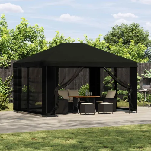 Gazebo 4 × 3 m Crna Poliester i čelik 190 gsm - Crna Bez bočnog zida Cijena
