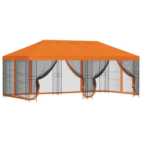 Paviljon s bočnim stranama 6 x 3 m Narančasta Poliester i čelik - Narančasta Cijena