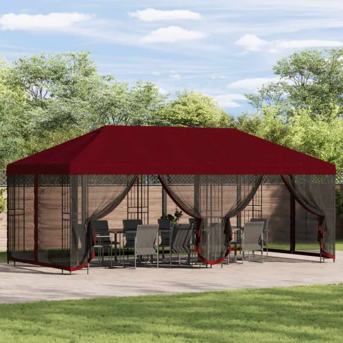 Paviljon s bočnim stranama 6 x 3 m Tamno crvena - Tamno crvena Cijena