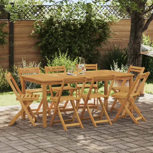 Vanjske bistro stolice 8 kom. Prirodna Čvrsto drvo akacije - 8 Prirodna Cijena