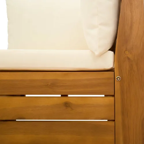 Kutna garnitura za vrt Čvrsto drvo akacije Smeđa - kutna sofa Krem bijelo Cijena