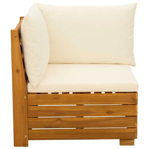 Kutna garnitura za vrt Čvrsto drvo akacije Smeđa - kutna sofa Krem bijelo Cijena