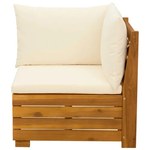 Kutna garnitura za vrt Čvrsto drvo akacije Smeđa - kutna sofa Krem bijelo Cijena