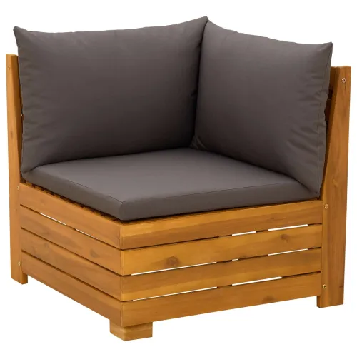 Kutna garnitura za vrt Čvrsto drvo akacije Smeđa - kutna sofa Tamno siva Cijena