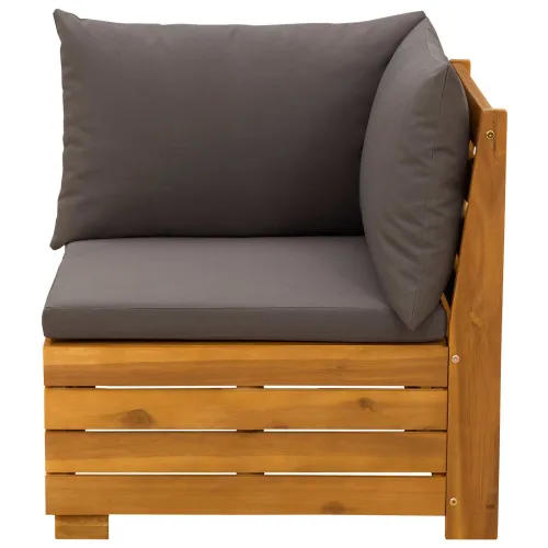 Kutna garnitura za vrt Čvrsto drvo akacije Smeđa - kutna sofa Tamno siva Cijena
