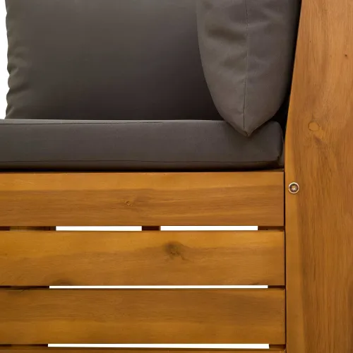 Kutna garnitura za vrt Čvrsto drvo akacije Smeđa - kutna sofa Tamno siva Cijena