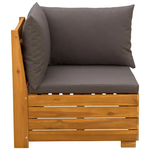 Kutna garnitura za vrt Čvrsto drvo akacije Smeđa - kutna sofa Tamno siva Cijena