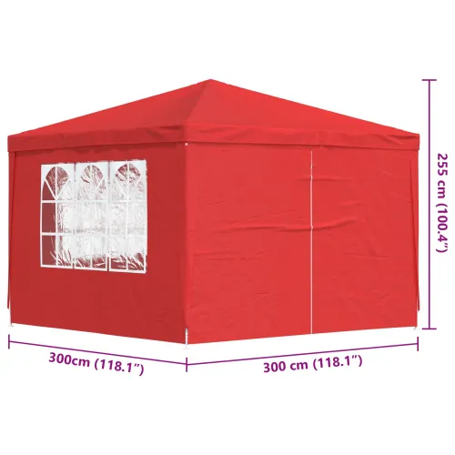 Šator za svadbe - šator za zabave 300 x 300 x 255 cm Crvena PE i čelik - Crvena 3 x 3 m Cijena