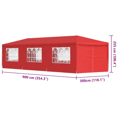 Šator za svadbe - šator za zabave 900 x 300 x 255 cm Crvena PE i čelik - Crvena 3 x 9 m Cijena