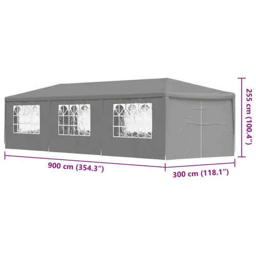 Šator za svadbe - šator za zabave 900 x 300 x 255 cm Svjetlosiva PE i čelik - Svjetlosiva 3 x 9 m Cijena