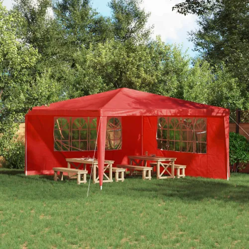 Zid šatora za zabavu 2 kom. 400 x 195 cm Crvena PE i čelik - Crvena 400 x 195 cm Cijena