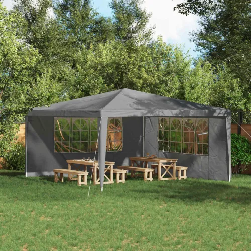Zid šatora za zabavu 2 kom. 400 x 195 cm Svjetlosiva PE i čelik - Svjetlosiva 400 x 195 cm Cijena